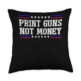Gun Lovers Print Guns Not Money 2nd Amendment Throw Pillow
