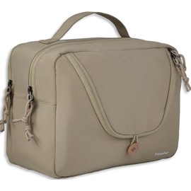 12Pockets Womens Makeup Bag, LightWeight Travel Toiletry Bag Womens, Large-Open Cosmetic Bags For Women, Travel Bags For Women Toiletry, Beige, Stylish,functional