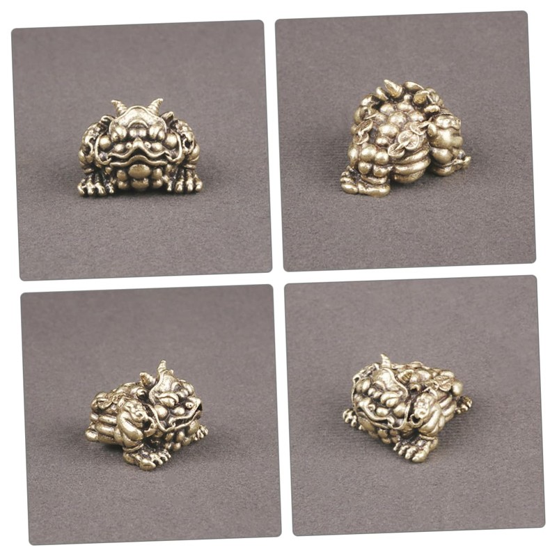GRIRIW Brass Legged Toad Sculpture Traditional Wealth Desktop Ornament for