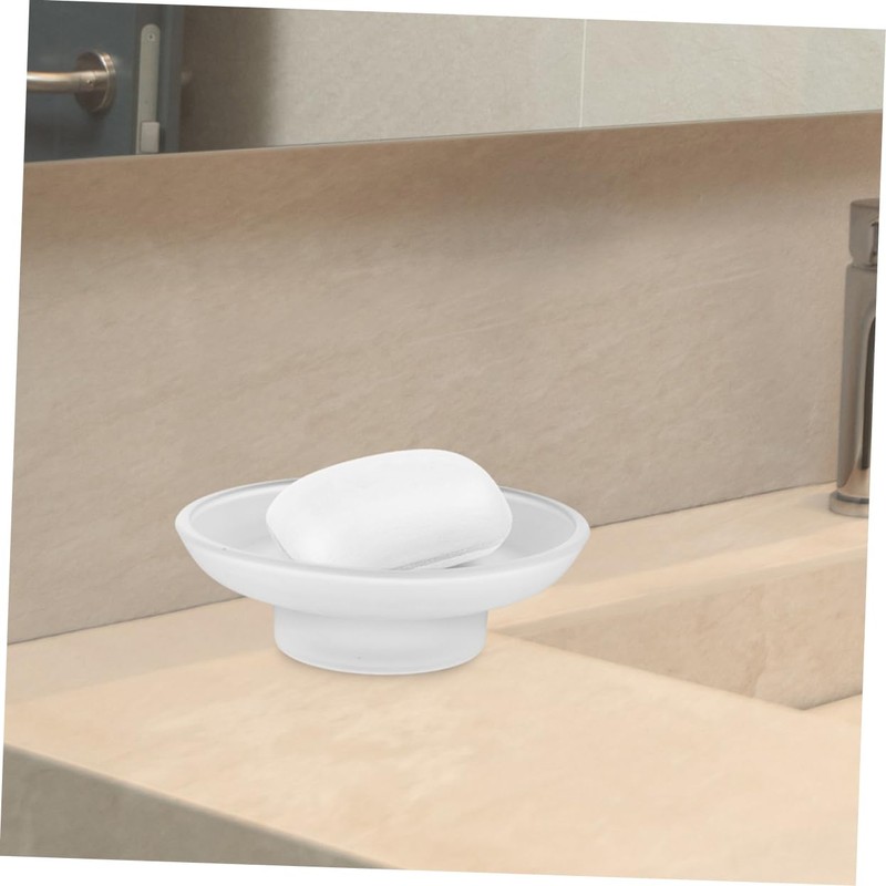 MAGICLULU Frosted Glass Soap Dish Round Bathroom Replacement Soap Holder