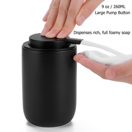 rejomiik Foaming Soap Dispenser Thick Ceramic Foam Hand Soap Dispenser for Bathroom or Kitchen Sink, Liquid Pump Bottles for Hand soap, Body Wash, Black