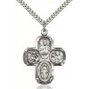 Bliss Sterling Silver 5-Way Christian Catholic Medal Pendant Necklace 24"