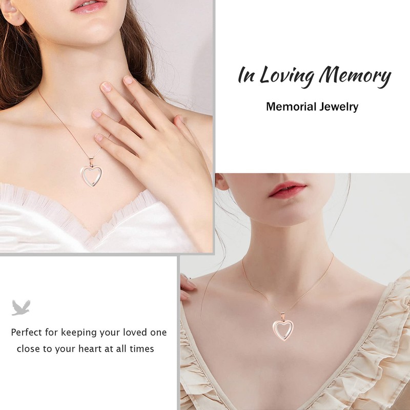 Glass Cremation Jewelry Necklace for Ashes Heart Memorial Lockets for