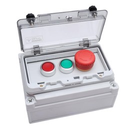 APIELE IP67 Outdoor Waterproof Button Switch Box Emergency Stop Button Switch and Instantaneous Button Switch (Red and Green) with Protective Cover Anti-Misoperation Switch