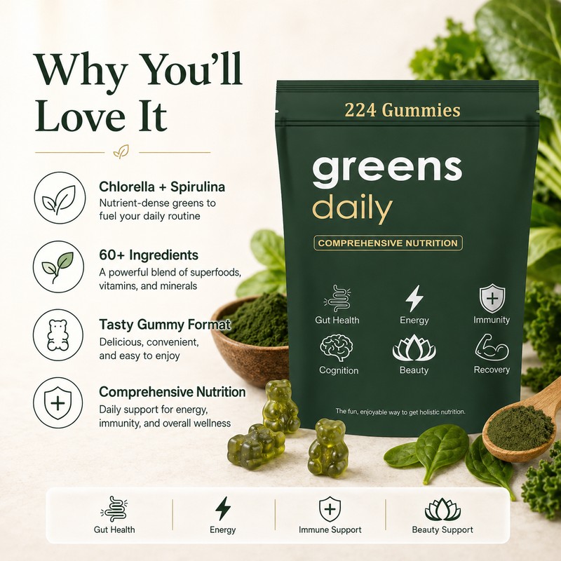 Greens Gummies for Women – Chlorella & Spirulina Vitamin Gummies