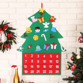 Felt Christmas Advent Calendar, Fillable Christmas Tree Countdown Calendar, 24 Days DIY Christmas Tree Ornaments Hanging Advent Calendar for Door Wall Decorations (Christma Tree)