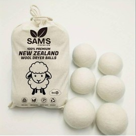 SAM'S PREMIUM Wool Dryer Balls, Reduces Wrinkles, Saves Drying Time by 30%, 100% Natural New Zealand Wool, Reusable, Energy Saver. XL 70MM Size Balls