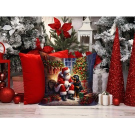 Caroline's Treasures Moments with Santa Christmas Throw Pillow, 14Hx14W, Rottweiler 4151