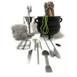 Oggun Caldero 7" De Guerreros  carga de 21 palos Santeria Ifa Religion Tools