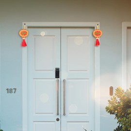 Subh Labh Cloth Hanging Indian Traditional Home Office Temple Festival Décor Decoration & Gifting Size- 7.5 inches (Red Circle)