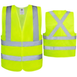 Dazonity Safety Vests,High Visibility,Reflective&Hi Vis Strip, for Men Women, Work, Cycling, Road, Construction(Yellow-XL) (as1, alpha, l, x_l, regular, regular, Yellow)