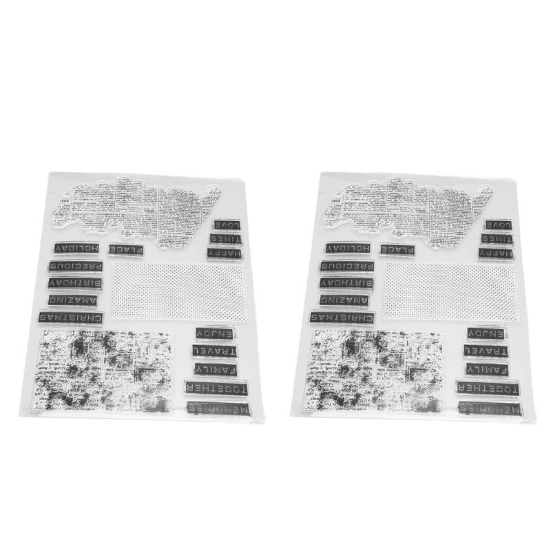 2Pcs Clear Stamp English Words Pattern Clear Safe Reusable TPR