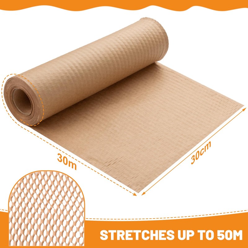 Honeycomb Packaging Paper Roll 30M x 30cm, Alternative to Bubble