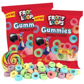 Sweetzo - Froot Loop Gummy Candy Bags, Fruity Cereal Flavored Gummies, Easter Basket Stuffer Treats, 4 Ounces (Pack of 2)