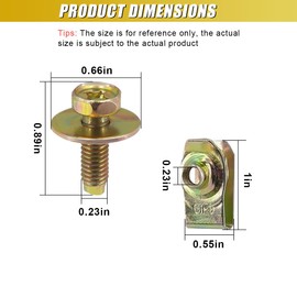 ZIMISI Car Body Bolts M6-1.0 & Extruded U-Nuts Clips Kit, Metal Auto Bumper Fenders Liner Push Retainer Fastener, Universal Splash Shield Guard Bolts Clip for Engine Under Cover Undertray (40PCS)