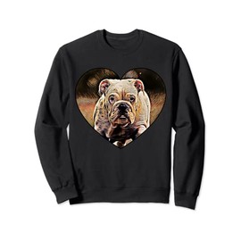Cute English Bulldog Puppy Heart-shaped Colorful Art Design Sweatshirt