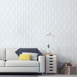 LiKiLiKi Peel and Stick Wallpaper Blue and White Contact Paper Geometric Modern Wall Paper for Nursery Room Bedroom Bathroom Cabinets and Drawers Vinyl Roll Self-Adhesive Waterproof 17.3” x 197”