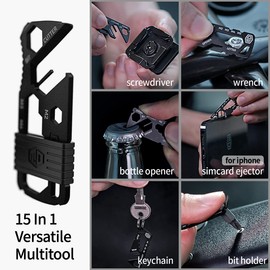 MDT001 Multitool 15 In 1 Tiny Pocket Camping Gear Multifunction Multi Tool Card Wallet Keychain Bottle Opener SIM Card Ejector Removal