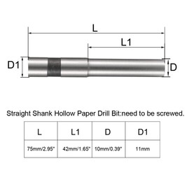sourcing map 10mm Paper Punch Drill, Straight Shank Hollow Bit Tool, for Hole Puncher Punching Machine, 2pcs