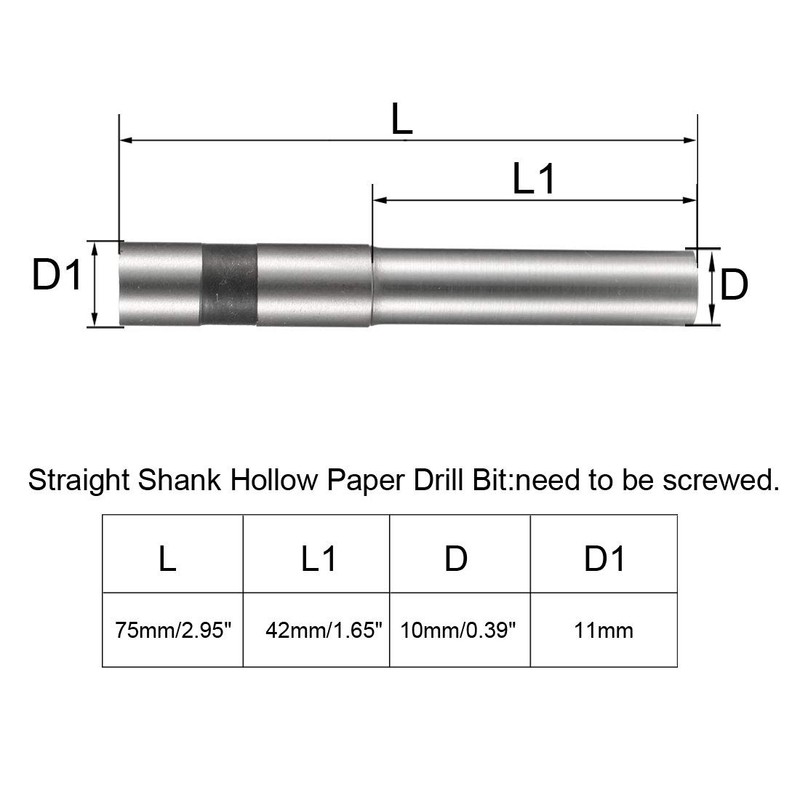 sourcing map 10mm Paper Punch Drill, Straight Shank Hollow Bit