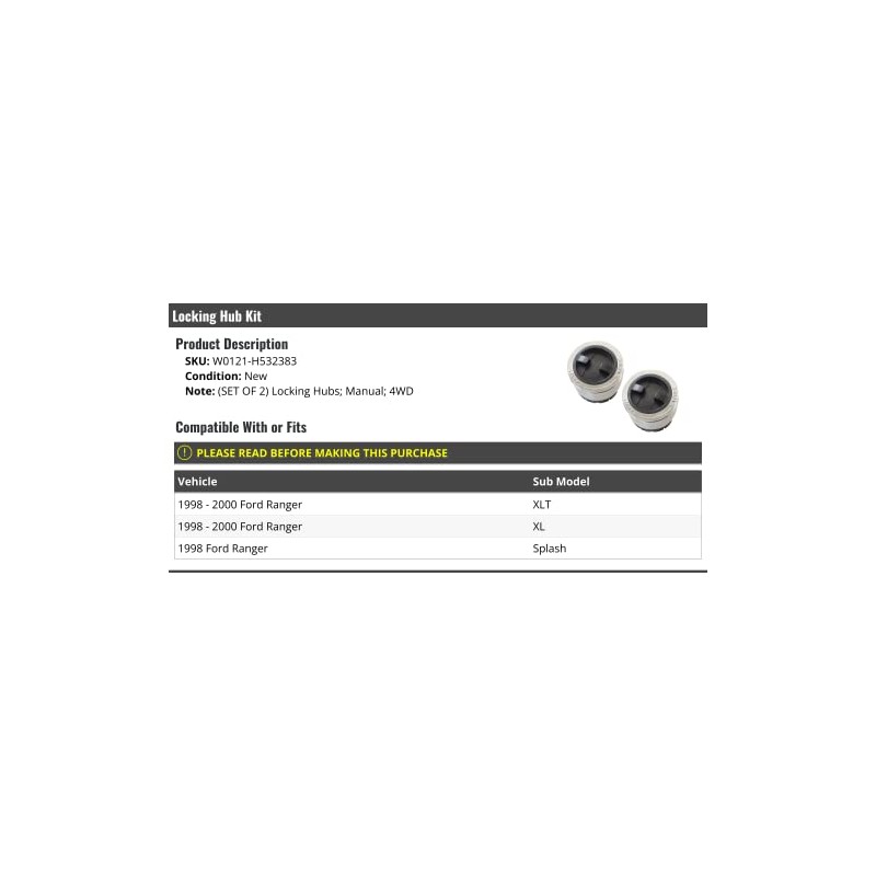 Marketplace Auto Parts Manual Locking Hubs - Roller Bearing -