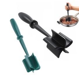 2PCS Heat Resistant Versatile Nylon Non-Stick Meat Smasher,Hamburger Utensil Cooking Tool Ground Beef Smasher, Meat Smasher Utensil,Cookware Heat Resistant Meat Masher, Kitchen Aid (Black&Green)