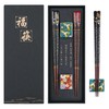 Antner 2 Pairs Reusable Wooden Chopsticks with 2PCS Ceramic Rests