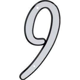 HIllman 841614 4-Inch Nail-On Reflective Plastic House Number 9