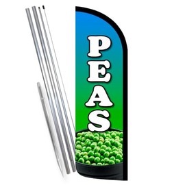 Vista Products Peas Premium Windless Feather Banner Flag Kit (Flag, Pole, & Ground Mt)