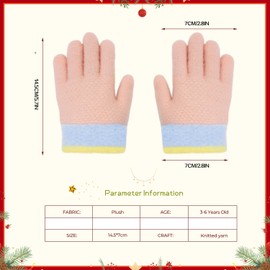 CHEERYMAGIC Kids Gloves, Knit Gloves for Winter, Stretchy Kids Mittens, Full Finger Gloves for Kids, Fluffy Warm Kids Knit Gloves for Boys and Girls 3-6 Years A9SSBLST (Pink, 3-6 Year)