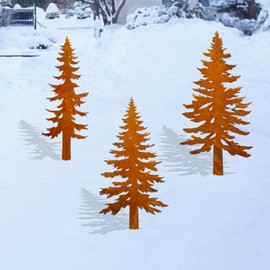 Pine Tree Metal Yard Decor Durable Outdoor Garden Stakes for Forest and Cabin Aesthetics