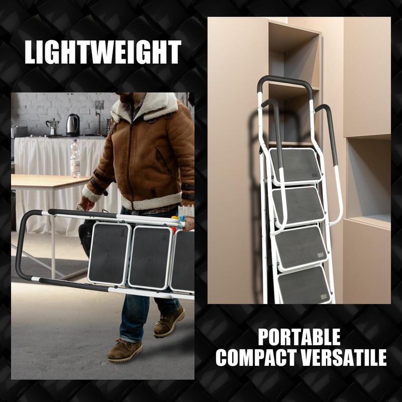 BIG RED Ergonomic 4 Step Folding Ladder with Anti-Slip Pedal: