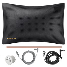 Grounding Mat for Foot Therapy, Universal Conductive Grounding Sleeping Mat, Grounding Yoga Mat, Improving Energy, Sleep Resistance (Leather Cushion Cover, 75 x 50 cm)