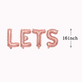 AnnoDeel LET'S PAR TEA Foil Balloons Banner, 16inch Rose Gold LET'S PAR TEA Mylar Balloons for Lets Par-Tea Baby Shower Tea Party Birthday Decor