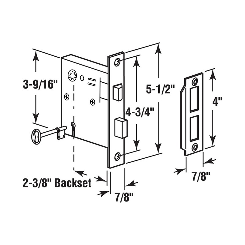 Mortise Lock Replacement Parts, Old Style Indoor Mortise Lock Assembly