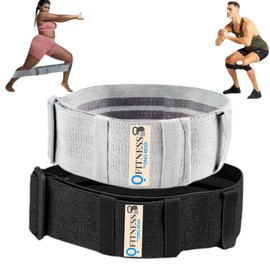 Resistance Bands - home/gym fitness, excersise, physio equipment for women & men. Premium strong fabric, adjustable size. Set of 2 multi size, multi resistance (Grey/Black)