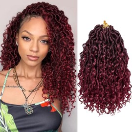 Xtrend 8 packs Boho Faux Locs Crochet Hair Pre-Looped Messy River Bohemian Goddess Locs Hair Wavy Crochet Braids With Curly Hair In Middle And Ends 14Strands/pack (TBUG# 10Inch)