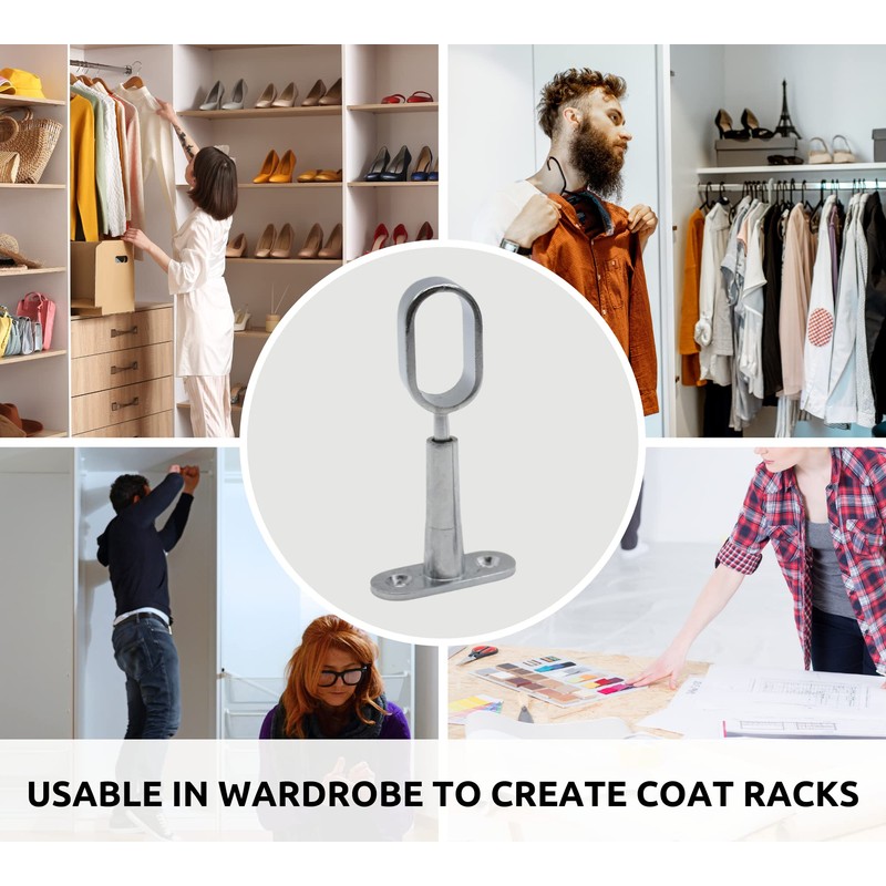 DOJA Barcelona Wardrobe Rail Oval Wall Mount Cabinet Rail Centre