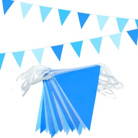 52pcs Bunting Banner, 20m Blue Pennant Reusable Banners for Indoor Outdoor Birthday Baby Shower Wedding Party Garden Home Decorations (Blue)