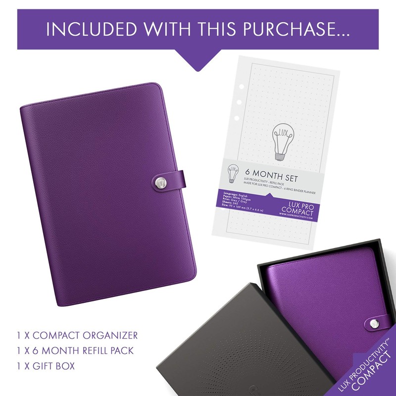 LUX Productivity COMPACT Planner – Best Undated 2024 Diary/Organizer with