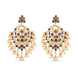 Tarinika Antique Gold-Plated Drop Earrings with Floral Design - Indian Earrings for Women - Perfect for Casual Occasions | Traditional Indian Jewelry for Women | 1 Year Warranty*
