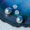 Mihiarii Tahitian Black Pearl Stud Earrings 18K Solid White Gold