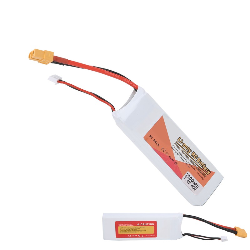 7.4V 2200mAh 2S 45C Lipo Battery Pack with XT60 Plug
