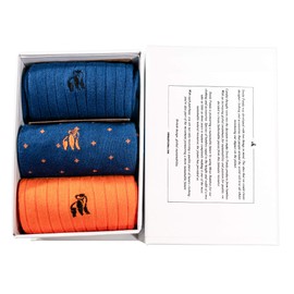 SWOLE PANDA | Luxury Bamboo Socks for Men, Orange & Blue, 3 Pack, Size 7-11