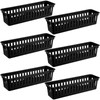 wlilupah 6 Pcs Black Slim Plastic Storage Baskets Tray 10