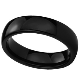 DoubleAccent 6mm Titanium Wedding Bands Promise Rings Black High Polished Classy Domed Comfort Fit Ring