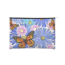 iapodiad Small Makeup Bag Camomile and Butterflies Cosmetic Bag for Women Portable Purse Travel Toiletry Bag Accessories Organizer Zipper Pouch