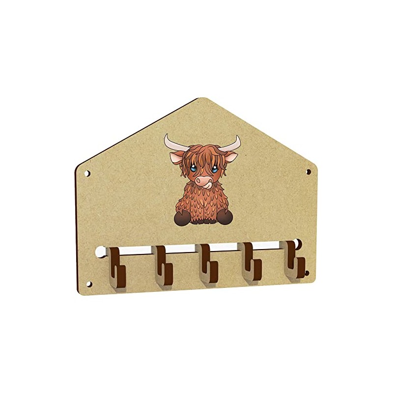 Azeeda 'Highland Cow' Wall Mounted Key Hooks/Holder (WH00065356)