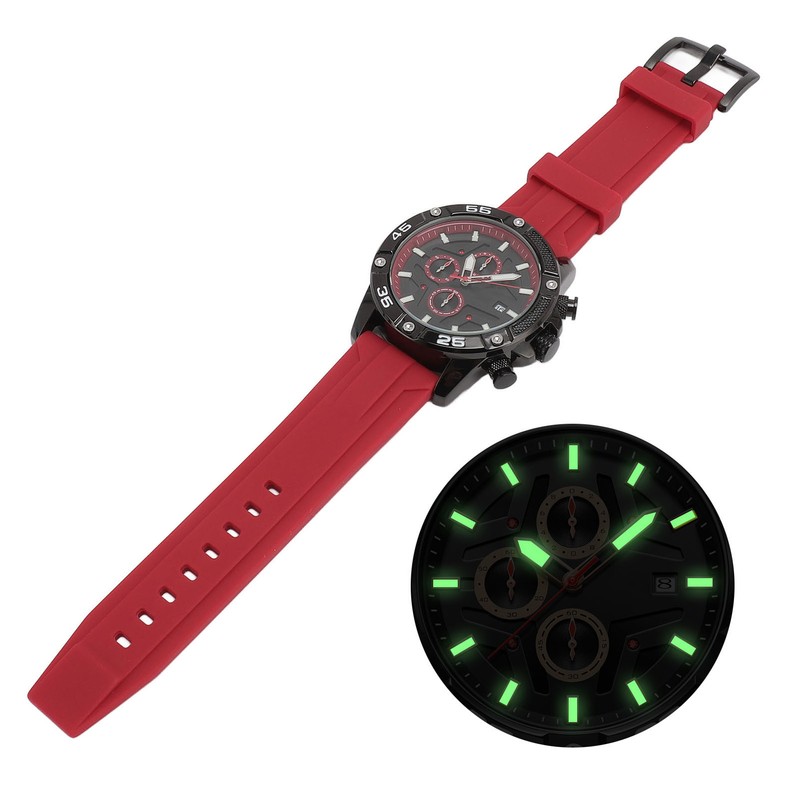 Waterproof Chronograph Watch Fashion Casual Mechanical Silicone Calendar Business Watch