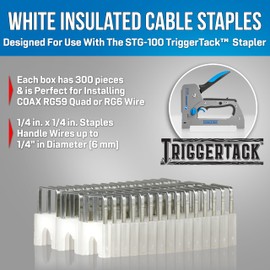 Jonard Tools STG-14I TriggerTack 1/4" x 1/4" Insulated Cable Staples - Fits Cables Up to 1/4" (6 mm) Diameter, Corrosion-Resistant Steel for Coax, Ethernet, CAT5/CAT6-300 Pack